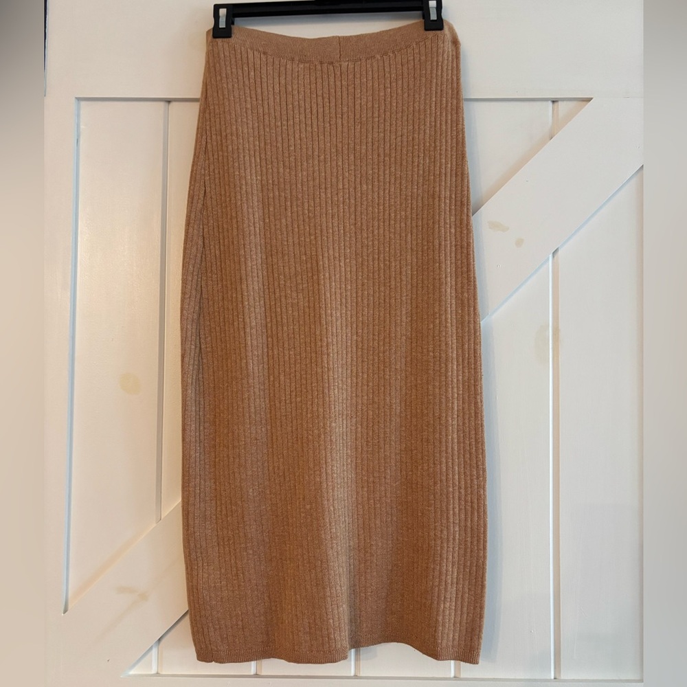 Free People Tan Ribbed Midi Pencil Skirt - Picture 4 of 4